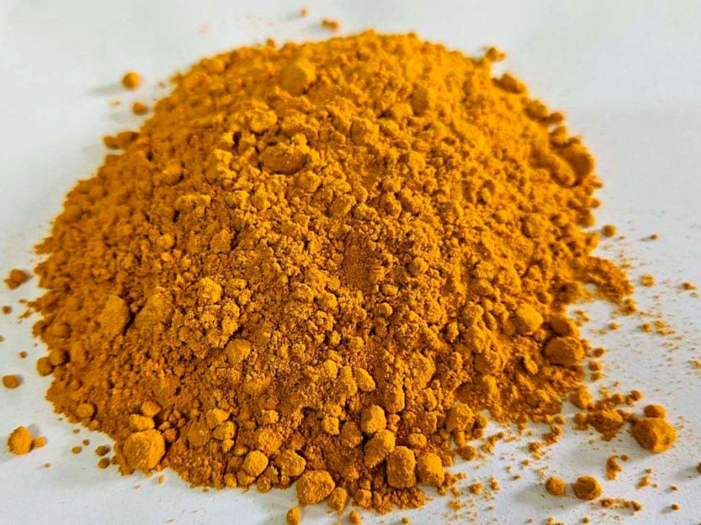 Turmeric powder - high curcumin, natural colour Bright golden turmeric powder milled by MKB Enterprises on its dedicated turmeric line