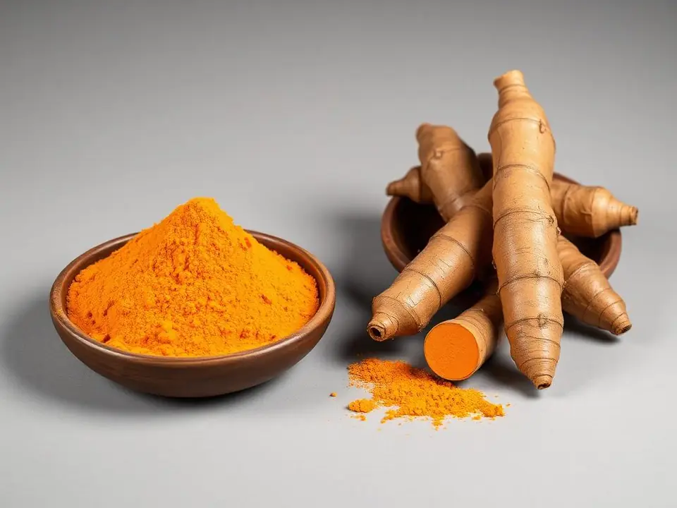 Turmeric Golden turmeric powder and whole turmeric fingers